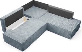 Masseno Narożnik TESSO z funkcją spania i pojemnikiem na pościel Narozniki L, Rozkładana sofa - Szary, TILIA 85