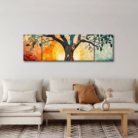 Obraz – Mozaika – słońce i drzewo I. (170x50 cm)