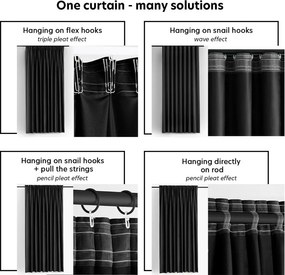Czarna aksamitna zasłona częściowo zaciemniająca (dimout) 265x250 cm Velto – Filumi
