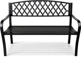 Czarna ławka z ażurowym oparciem do ogrodu Z3-D73