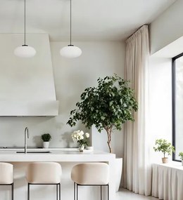 Wisząca lampa z dużym ryflowanym kloszem biała K8-R16