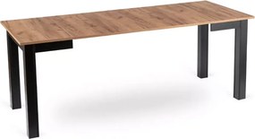Stół rozkładany Sinenko dąb craft/czarny – prostokątny stół z płyty laminowanej 80–200 cm z 2 wkładkami