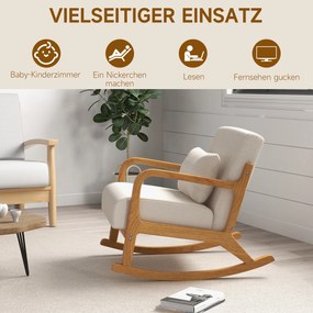 HOMCOM Fotel bujany z dodatkową poduszką w kolorze kremowobiały Wygodny i relaksujący 64,5x92x81,5cm | Aosom PL