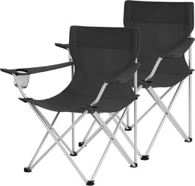 Krzesła kempingowe ROVER, zestaw 2 szt., czarny SongmicsHome