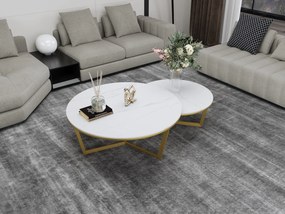 Komplet 2 okrągłych stolików glamour Modig M67, spiek/imitacja marmuru