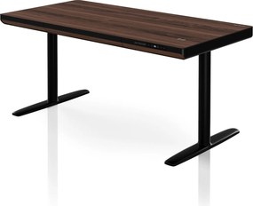 Biurko elektryczne sit-stand z szufladą i ładowarką bezprzewodową Qi czarne/orzech, 1400 mm: ELLIS
