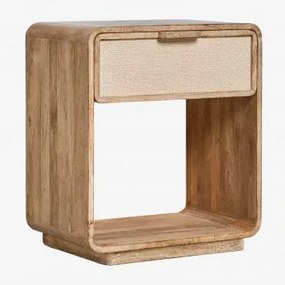 Zestaw 2 Szafek Nocnych 40x30 Cm Z Drewna Mango, Mdf I Juty Abrams Drewno Mango - Sklum