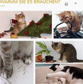 PawHut Drapak dla Kota z Jutową Matą Wisząca Piłka i Otworem Drzwiowym Jasnoszary MDF Plusz 40x40x57cm | Aosom PL