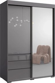 Szafa przesuwna z lustrem Torino 2D1L 140 Szara (lacobel)