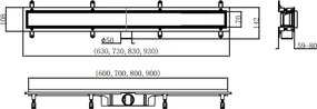 Mexen Flat ABS odpływ liniowy 2w1 90 cm, inox- 1069090