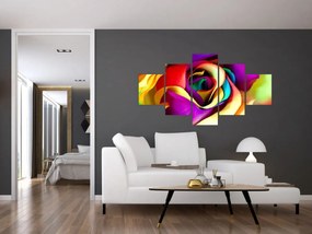 Obraz - Kolorowa róża (125x70 cm)