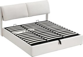 Łóżko z pojemnikiem z weluru - 180x200cm - z 3 szufladami - Beżowy (bez materaca)