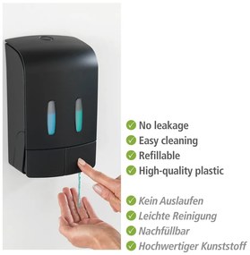 Czarny ścienny plastikowy dozownik do mydła 0.96 l Tartas – Wenko