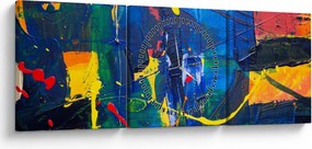 Obraz - Abstrakcja (z zegarem) (90x30 cm)