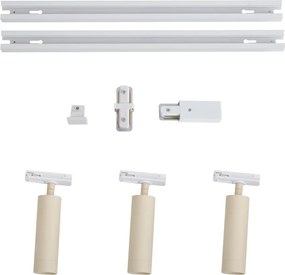Modern railsysteem met 3 spots wit met beige 1-fase GU10 35mm - Iconic Jeana Luxe