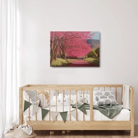 Obraz na szkle kwitnących drzew (70x50 cm)