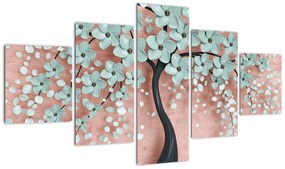 Obraz - Pastelowe niebieskie kwiaty (125x70 cm)