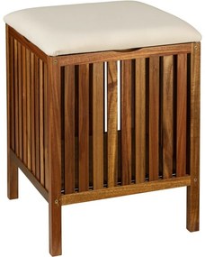 Wenko Stołek łazienkowy z akacji z siedziskiemFondi, 52 x 39 x 39 cm