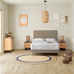 Kolumnowy stelaż + zagłówek Eris 160x200 cm Beżowy