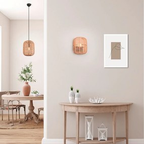 Jasnobrązowa lampa wisząca z tekstylnym kloszem ø 25 cm Runa – Trio