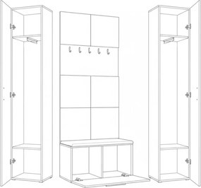 Masseno Garderoba MODULO 160,6/204/40 cm do Przedpokoju Nowoczesna Biała
