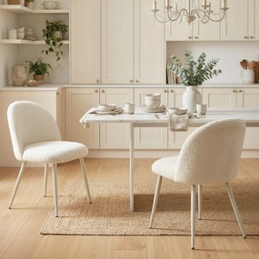 HOMCOM Krzesła do jadalni, krzesła kuchenne, miękkie tapicerowane chenille, 50,5 x 57,5 x 78,5 cm, kremowobiały | Aosom PL