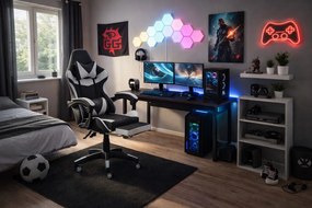 Fotel gamingowy z podnóżkiem Raxor, kolor czarno-biały