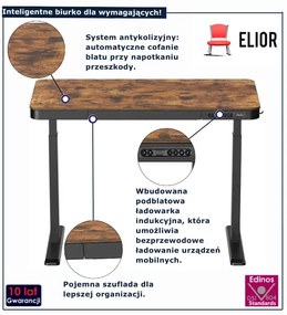 Do pracy biurko na stojąco rustykalny brąz E6-Z97