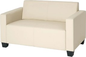 Sofa dwuosobowa Moncalieri ze sztucznej skóry,  kremowa