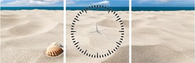 Obraz - Muszle na plaży (z zegarem) (90x30 cm)