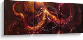 Obraz - Ośmiornica, obraz olejny (z zegarem) (90x30 cm)