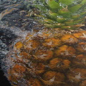 Obraz ananasa w wodzie (z zegarem) (90x30 cm)