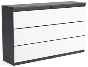 Duża komoda 6 SZUFLAD Szafka 120 cm ARIA Antracyt/Biały