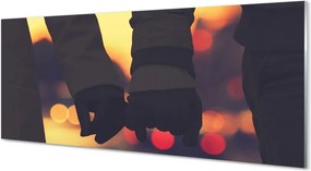 Szklany Panel Dłonie Zakochanych w Blasku Świateł