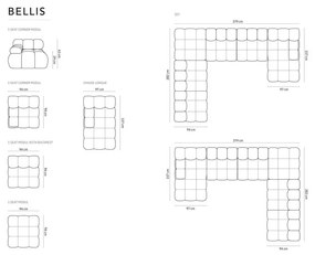 Czerwona aksamitna sofa 379 cm Bellis – Micadoni Home