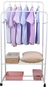 Wieszak na ubrania na kółkach podwójna szafa z wieszakiem na ubrania 80,5x51x155cm