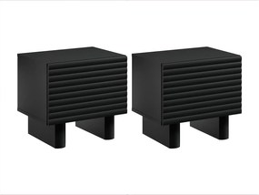 Zestaw 2 szafek nocnych 1-drzwiowych - MDF - Czarny - LUDIMA