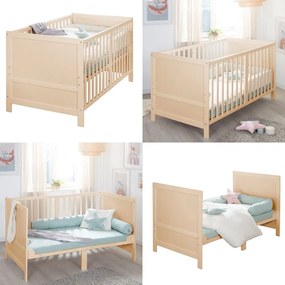 Łóżeczko z regulowaną wysokością w naturalnym kolorze 70x140 cm Easy Sleep – Roba