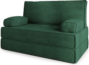 Masseno Sofa piankowa LADIA z funkcją spania, Kanapa z pianki do salonu, Bezmontażowa, Tkanina sztruksowa – Zielony POSO 14