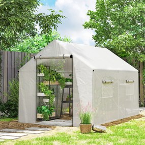 Outsunny Szklarnia 3 x 2 x 2 m tunel foliowy z 4 oknami z siatką, szerokimi rolowanymi drzwiami na zamek, moskitierą, UV-odporna | Aosom PL