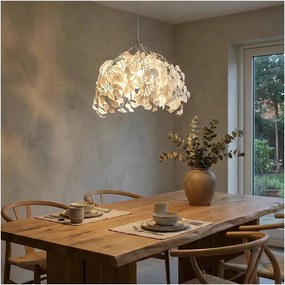 Biała lampa wisząca Reality Pendant Leavy, wys. 150 cm