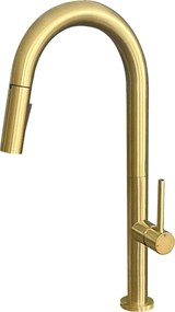 Portofino Bateria zlewozmywakowa z wyciąganą słuchawką prysznicową szczotkowanego złota