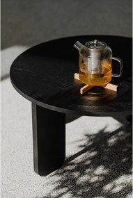 Czarny okrągły stolik z blatem w dekorze dębu ø 55 cm Kuvu – noo.ma