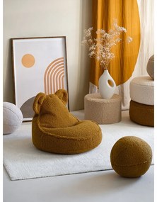 Brązowy dziecięcy worek do siedzenia z materiału bouclé Bear – Wigiwama