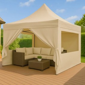 Namiot ogrodowy nożycowy 3×3 m beżowy – 5 poziomów wysokości