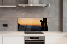 Szklany Panel Ukrzyżowanie o Zachodzie Słońca