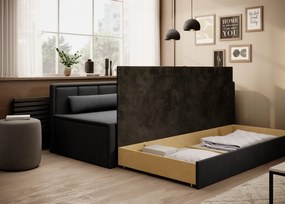 Sofa rozkładana z funkcją spania FULGEO czarna/szara prawa ELTAP