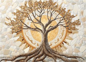 Obraz – Złote drzewo życia w mozaice (70x50 cm)