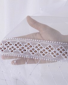 Firana na taśmie wave kolor biały tkanina półprzezroczysta, strukturalna, wzorzysta