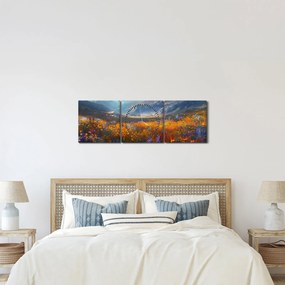 Obraz - Malowany górski krajobraz II. (z zegarem) (90x30 cm)